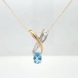 Two-tones Blue Topaz and Diamond Necklace