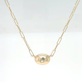 14K Yellow Gold Bezel Natural Diamond Necklace
