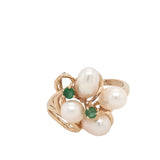 14KT Yellow Gold Pearl and Emerald Ring