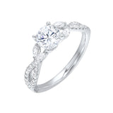 14 Karat White Gold Marquise & Round Diamond Engagement Rings