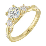 14 Karat Yellow Gold Round Diamond Engagement Rings