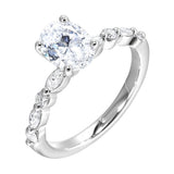 14 Karat White Gold Marquise & Round Diamond Engagement Rings