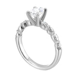 14 Karat White Gold Marquise & Round Diamond Engagement Rings