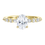 14 Karat Yellow Gold Round & Marquise Diamond Engagement Rings