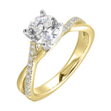 14 Karat White & Yellow Gold Round Diamond Engagement Rings