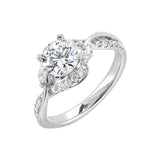 14 Karat White Gold Marquise & Round Diamond Engagement Rings