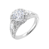 14 Karat White Gold Pear & Round Diamond Engagement Rings