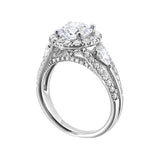 14 Karat White Gold Pear & Round Diamond Engagement Rings