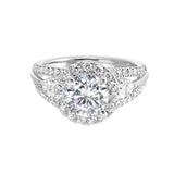 14 Karat White Gold Pear & Round Diamond Engagement Rings