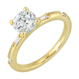 14 Karat Yellow Gold Baguette Diamond Engagement Rings