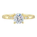 14 Karat Yellow Gold Baguette Diamond Engagement Rings