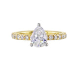 14 Karat Yellow Gold Round Diamond Engagement Rings