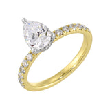 14 Karat Yellow Gold Round Diamond Engagement Rings