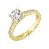 14 Karat Yellow Gold Round Diamond Engagement Rings