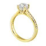 14 Karat Yellow Gold Round Diamond Engagement Rings