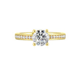 14 Karat Yellow Gold Round Diamond Engagement Rings