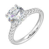 14 Karat White Gold Marquise & Round Diamond Engagement Rings