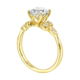 14 Karat Yellow Gold Marquise & Round Diamond Engagement Rings