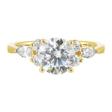 14 Karat Yellow Gold Marquise & Round Diamond Engagement Rings