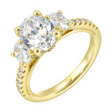 14 Karat Yellow Gold Oval & Round Diamond Engagement Rings