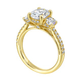 14 Karat Yellow Gold Oval & Round Diamond Engagement Rings