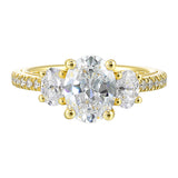 14 Karat Yellow Gold Oval & Round Diamond Engagement Rings