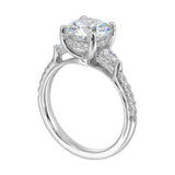 14 Karat White Gold Pear & Round Diamond Engagement Rings