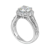 14 Karat White Gold Round & Baguette Diamond Engagement Rings