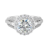 14 Karat White Gold Round & Baguette Diamond Engagement Rings