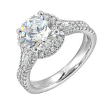 14 Karat White Gold Round & Baguette Diamond Engagement Rings