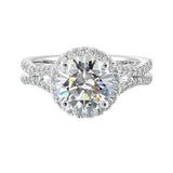 14 Karat White Gold Round & Baguette Diamond Engagement Rings