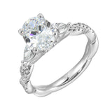 14 Karat White Gold Pear & Round Diamond Engagement Rings