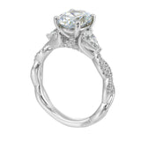 14 Karat White Gold Pear & Round Diamond Engagement Rings
