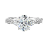 14 Karat White Gold Pear & Round Diamond Engagement Rings