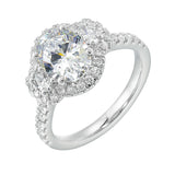 14 Karat White Gold Oval & Round Diamond Engagement Rings