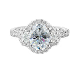 14 Karat White Gold Oval & Round Diamond Engagement Rings
