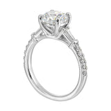 14 Karat White Gold Round & Baguette Diamond Engagement Rings