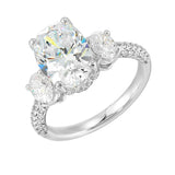 14 Karat White Gold Oval & Round Diamond Engagement Rings