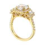 14 Karat Yellow Gold Emerald Cut & Round Diamond Engagement Rings