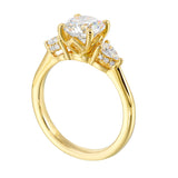 14 Karat Yellow Gold Pear & Round Diamond Engagement Rings