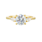 14 Karat Yellow Gold Pear & Round Diamond Engagement Rings