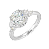 14 Karat White Gold Pear & Round Diamond Engagement Rings