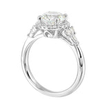 14 Karat White Gold Pear & Round Diamond Engagement Rings