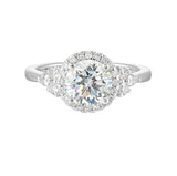 14 Karat White Gold Pear & Round Diamond Engagement Rings
