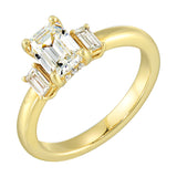 14 Karat Yellow Gold Round & Baguette Diamond Engagement Rings