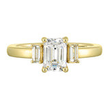 14 Karat Yellow Gold Round & Baguette Diamond Engagement Rings