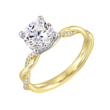 14 Karat White & Yellow Gold Round Diamond Engagement Rings