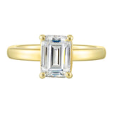14 Karat Yellow Gold Round & Baguette Diamond Engagement Rings