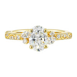 14 Karat Yellow Gold Marquise & Round Diamond Engagement Rings