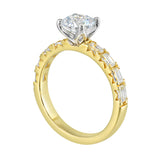 14 Karat Yellow Gold Emerald Cut Diamond Engagement Rings